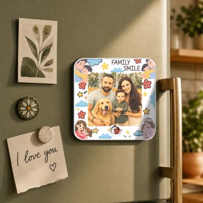 Personalized Musical Fridge Magnet with Custom Photo & Favorite Song, Rechargeable Music Player Refrigerator Magnet, Unique Gift for Couples, Family & Pet Lover